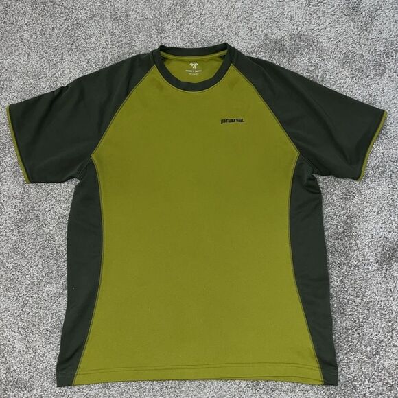 Vintage PrAna Transverse Performance 2 Tone Green Yoga Raglan Sleeve T Shirt L - Picture 1 of 4